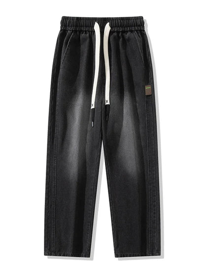 Emryn Wide-Leg Denim Pants — Relaxed Fit with Adjustable Drawstring Waist