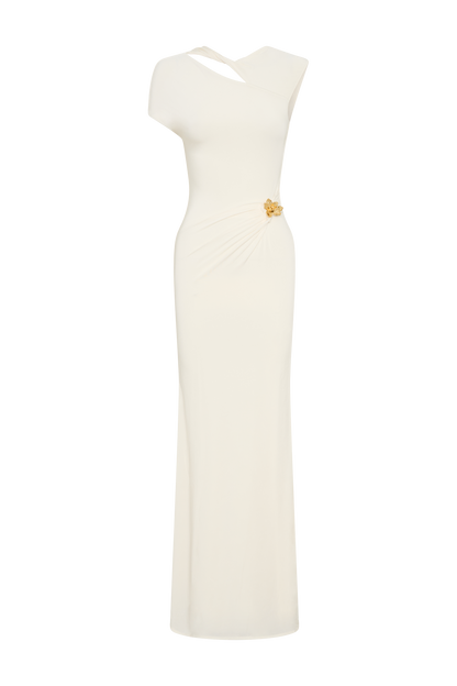 Zentara Slinky Maxi Dress With Hardware - Ivory