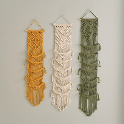 Soren Macrame Organizer — Handcrafted Boho Hat Storage with Tassel Accents