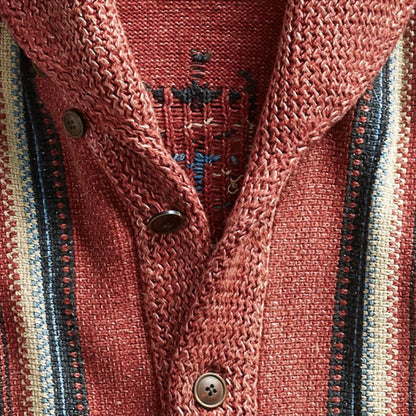Dalton — Men’s Vintage Jacquard Knit Cardigan with Lapel Collar