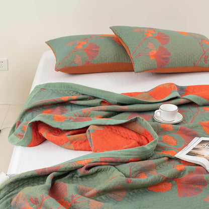Elara — Reversible Botanical Cotton Quilt Bedding Set