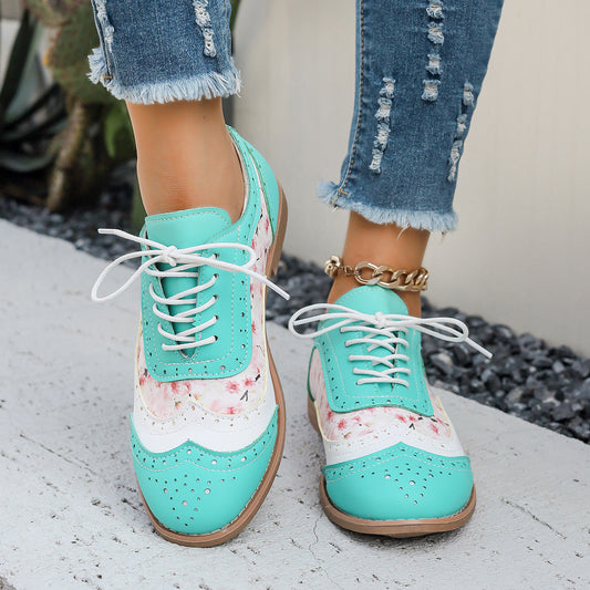Renly Pastela — Pastel Brogue Oxfords with Floral Accents