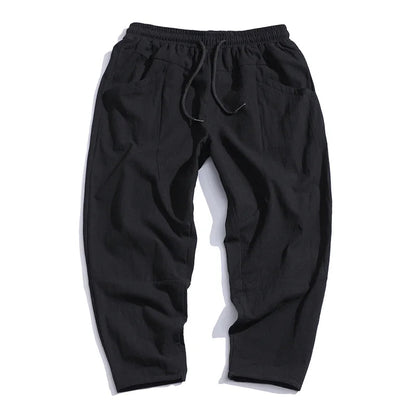 Eryndor Cropped Pants — Breathable Cotton-Linen Relaxed Fit with Drawstring Waist