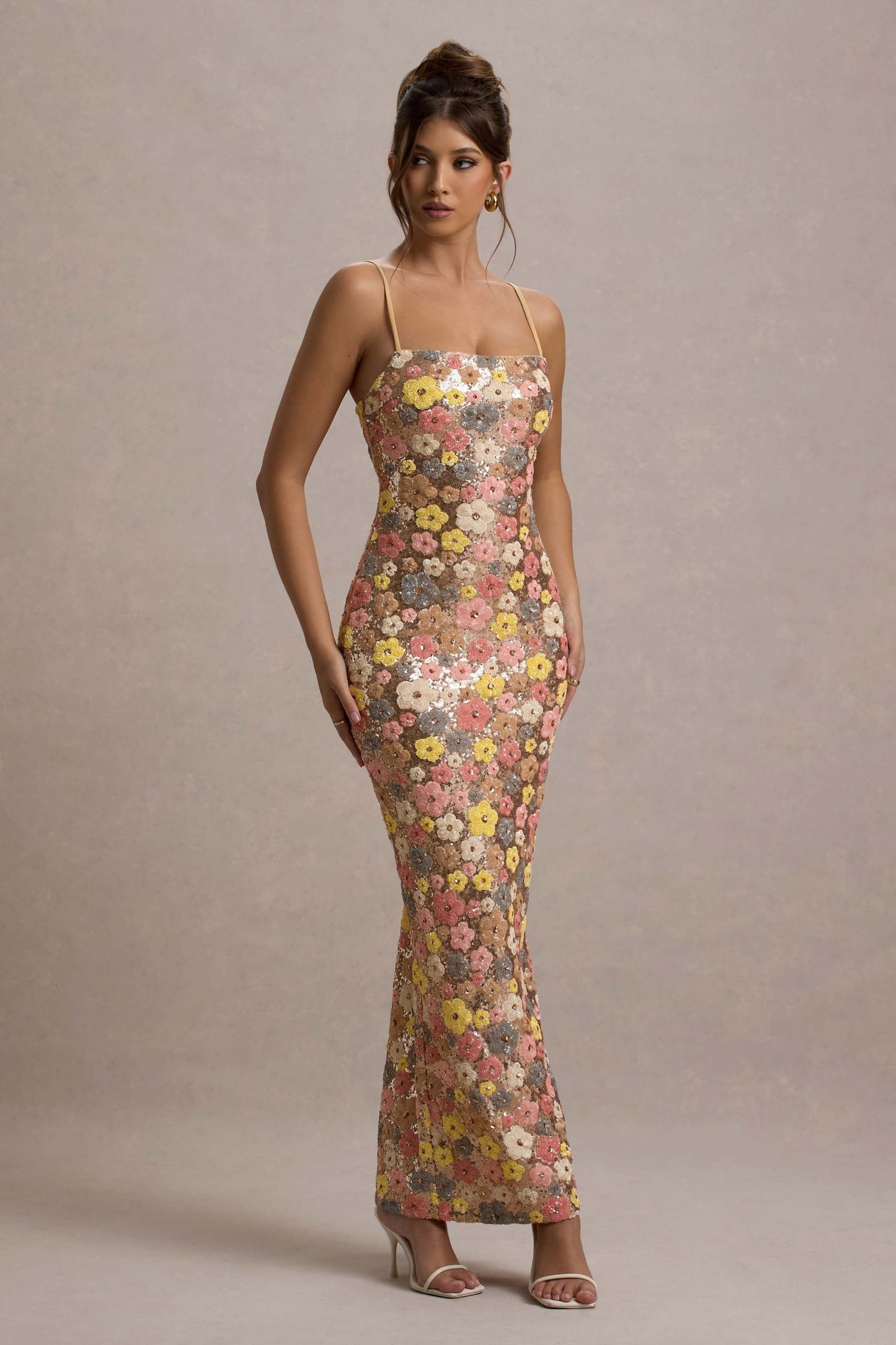 Norla Dress — Lightweight Strapless Floral Midi Dress with Lace-Up Back
