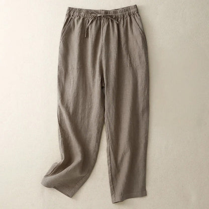 Elowen Linen Pants — Lightweight Breathable Pants with Adjustable Waist
