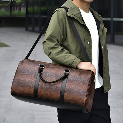 Soren Duffle — Croc-Embossed Vegan Leather Travel Bag with Durable Design