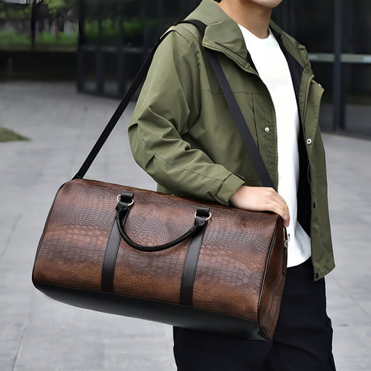 Soren Duffle — Croc-Embossed Vegan Leather Travel Bag with Durable Design