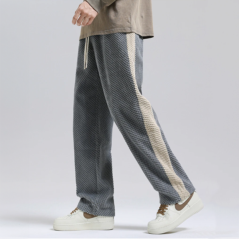 Harlen Waffle Joggers — Textured Corduroy Pants with Side Stripes