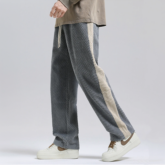 Harlen Waffle Joggers — Textured Corduroy Pants with Side Stripes