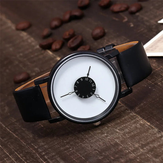 Lumenor — Modern Minimalist Leather Strap Watch with Dual-Dial Face
