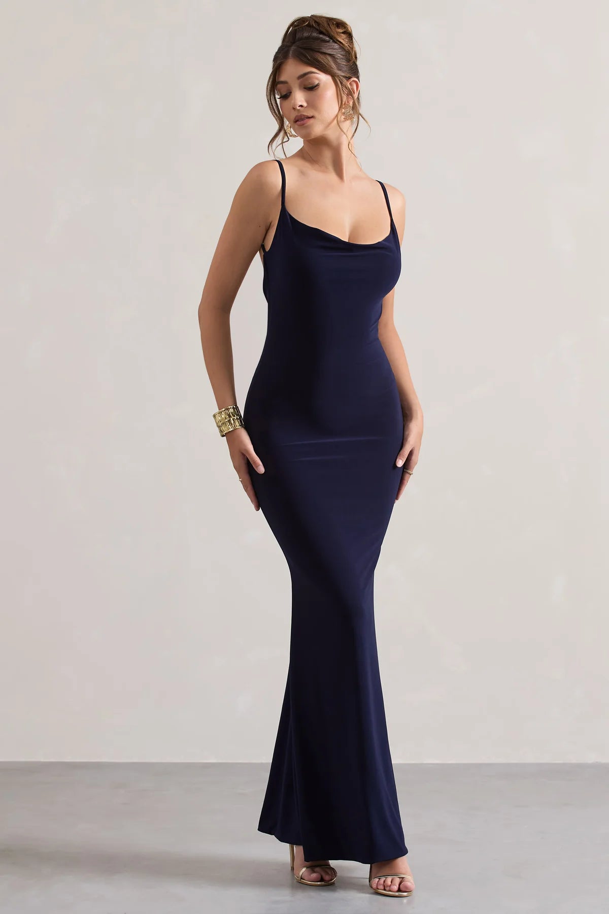 Evrenna — Elegant Lace-Back Cowl Neck Maxi Dress for Formal Events