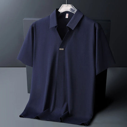 Virello — Men’s Lightweight Ice Silk Shirt with Open Collar