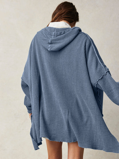 Soarion Waffle Hoodie — Oversized Soft Knit Pullover with Adjustable Hood