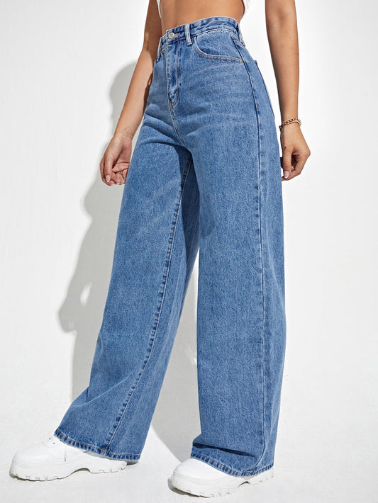 Marlenox — High-Rise Wide-Leg Denim Jeans with Soft Wash Finish