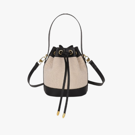 Oslen Canvas Bucket Bag — Lightweight Vegan Leather Trim Tote