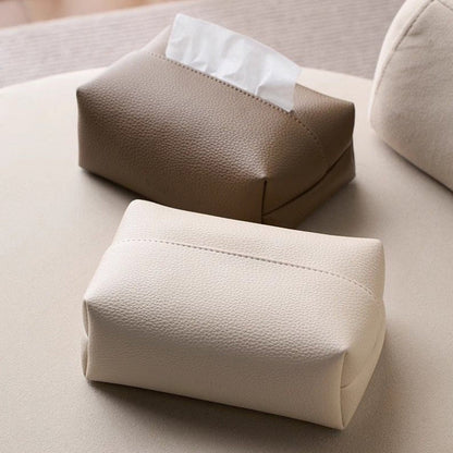 Larkon — Pebbled Faux Leather Tissue Holder with Minimalist Design