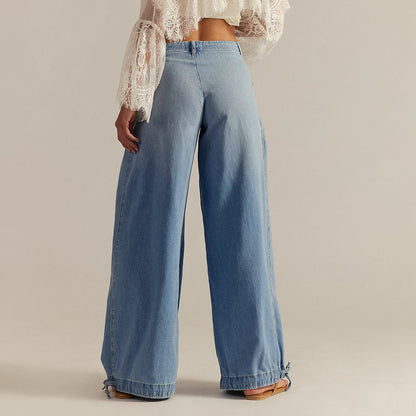 Sorenna — Wide-Leg Cotton Denim Jeans with Boho Pockets
