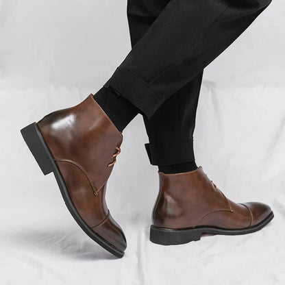 Marlowe — Men’s Polished Cap-Toe Dress Boots with Cushioned Comfort