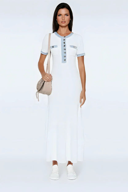 LumeLace™ Knit Denim Dress — Command Every Gaze with Effortless, Unstoppable Confidence