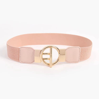 Jarin Belt — Stretch Waist Belt with Gold-Tone Circle Buckle