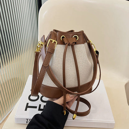 Oslen Canvas Bucket Bag — Lightweight Vegan Leather Trim Tote