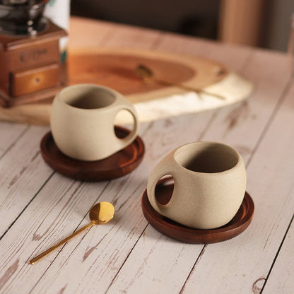 Norla — Handcrafted Ceramic Coffee Set with Bamboo Saucer