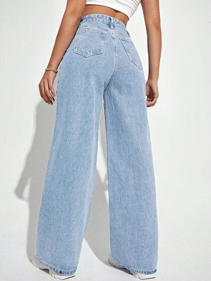 Marlenox — High-Rise Wide-Leg Denim Jeans with Soft Wash Finish