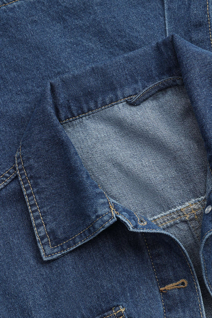 Vela — Tailored Denim Jacket with Waist Tie and Flared Sleeves
