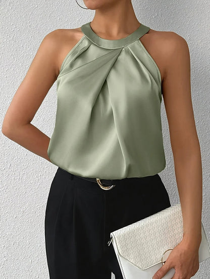 Liora — Women's Elegant Sleeveless Blouse with Halter Neckline