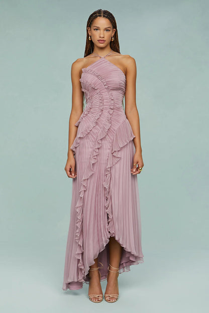 Zurvix – Sculpted pleats – One-shoulder midi dress