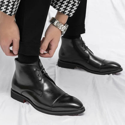Marlowe — Men’s Polished Cap-Toe Dress Boots with Cushioned Comfort