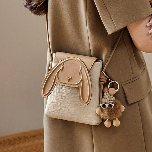 Liora — Women's Genuine Leather Mini Crossbody Phone Bag with Rabbit Design
