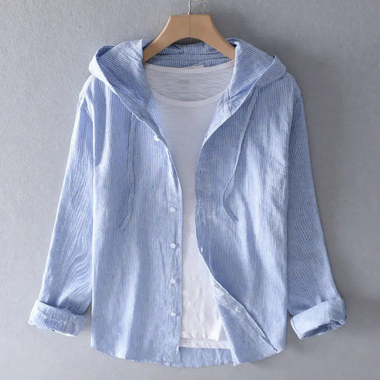 Kairo Linen Hoodie — Lightweight Breathable Button-Up with Hood