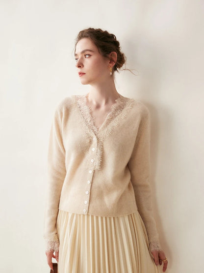 Sorrelis — Women's Cashmere Lace Cardigan for Layering