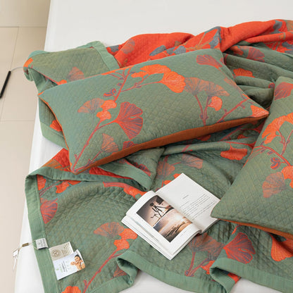 Elara — Reversible Botanical Cotton Quilt Bedding Set