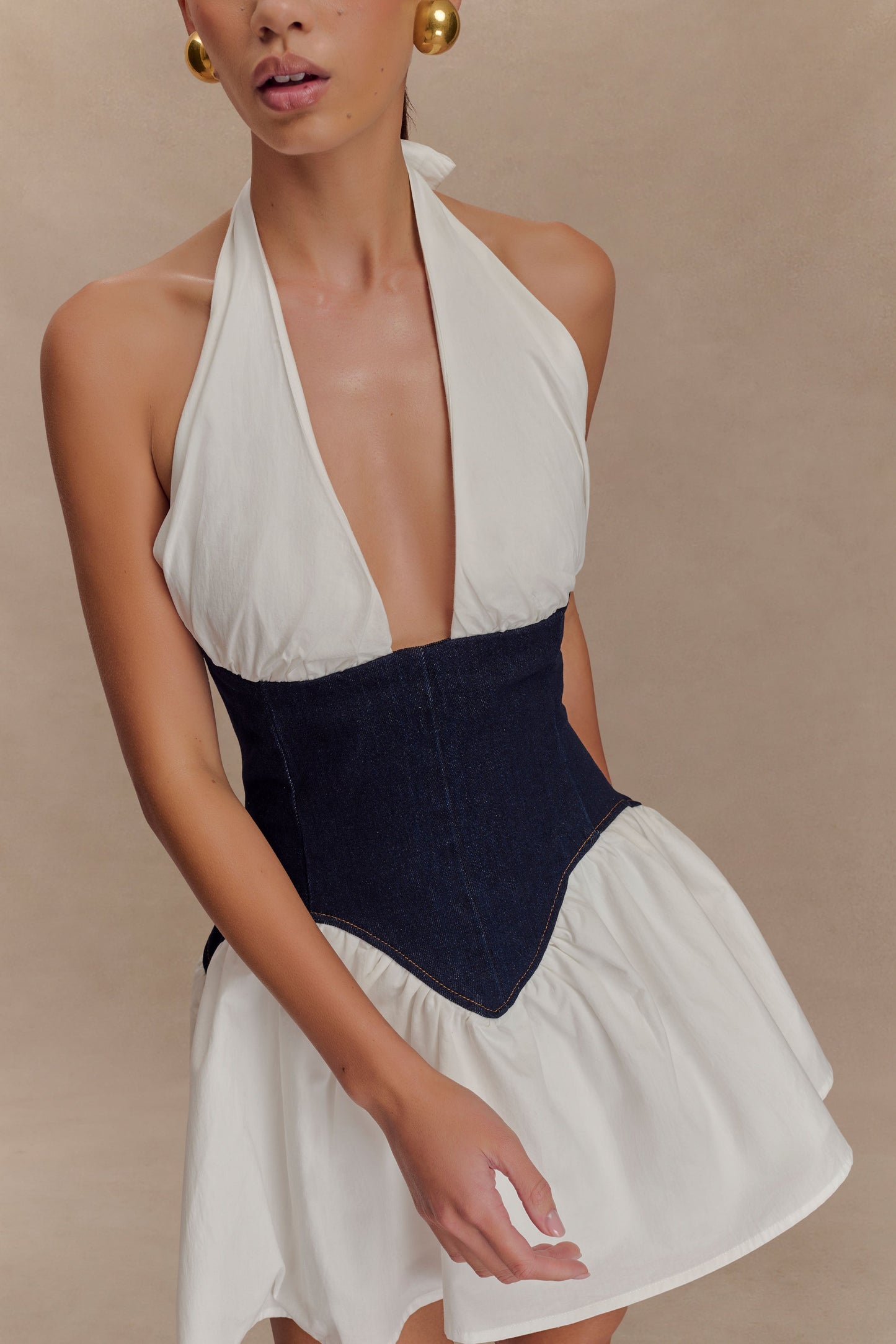 Zentara Denim Cotton Mini Dress - Indigo Blue