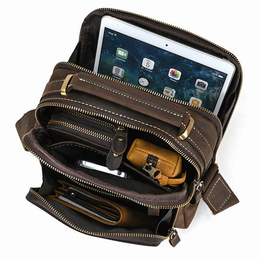 Logan Messenger — Full-Grain Leather Bag with Tablet Pocket