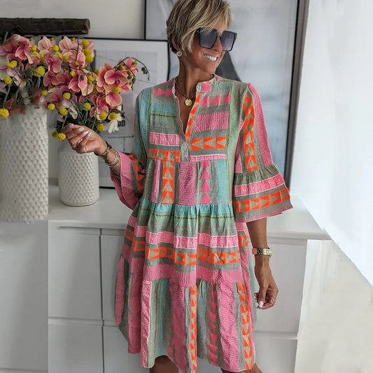 Norelva — Elegant A-Line Dress with Vintage Ruffles for Comfort