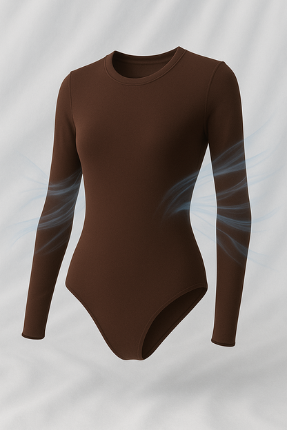 Crew Neck Long-Sleeve Bodysuit - Soft, Second Skin Fit | Nexara