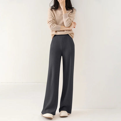 Liora — Merino Wool Wide-Leg Pants with High Waist and Pockets