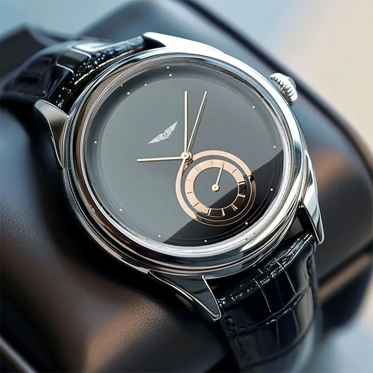 Talix — Dual Dial Leather Strap Watch with Swiss Quartz Movement