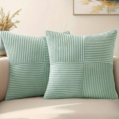 Cordellea — Soft Corduroy Throw Pillow Covers Set with Modern Boho Grid