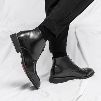 Marlowe — Men’s Polished Cap-Toe Dress Boots with Cushioned Comfort