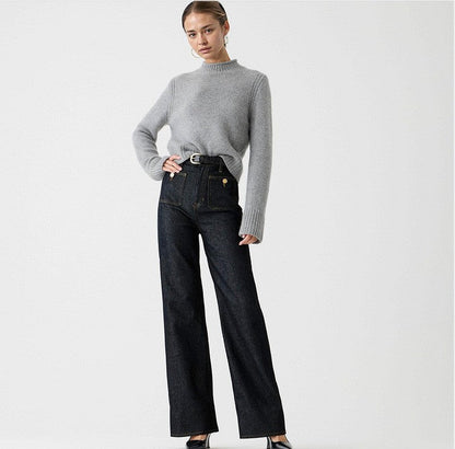 Liora Jeans — High-Waist Loose Denim Trousers with Stretch Fabric