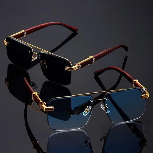 Veyden — Rimless Gold-Accent Sunglasses with UV400 Protection