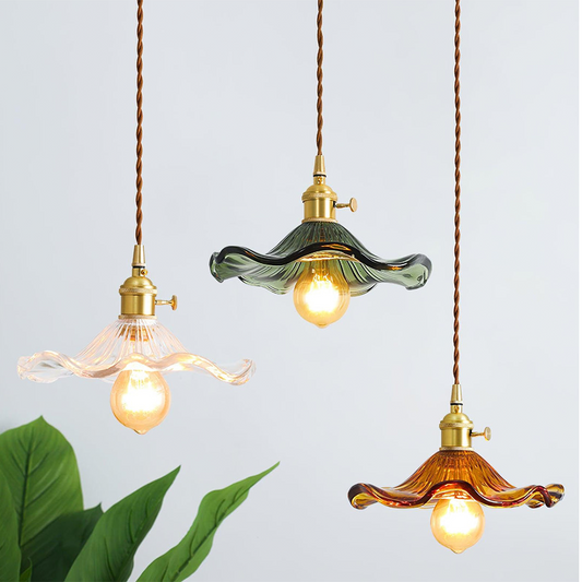 Liora — Floral Glass LED Pendant Light with Warm Glow