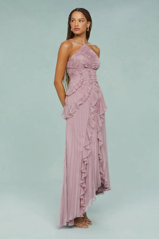 Zurvix – Sculpted pleats – One-shoulder midi dress