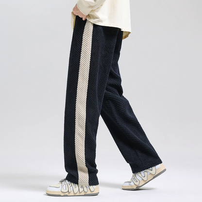Harlen Waffle Joggers — Textured Corduroy Pants with Side Stripes