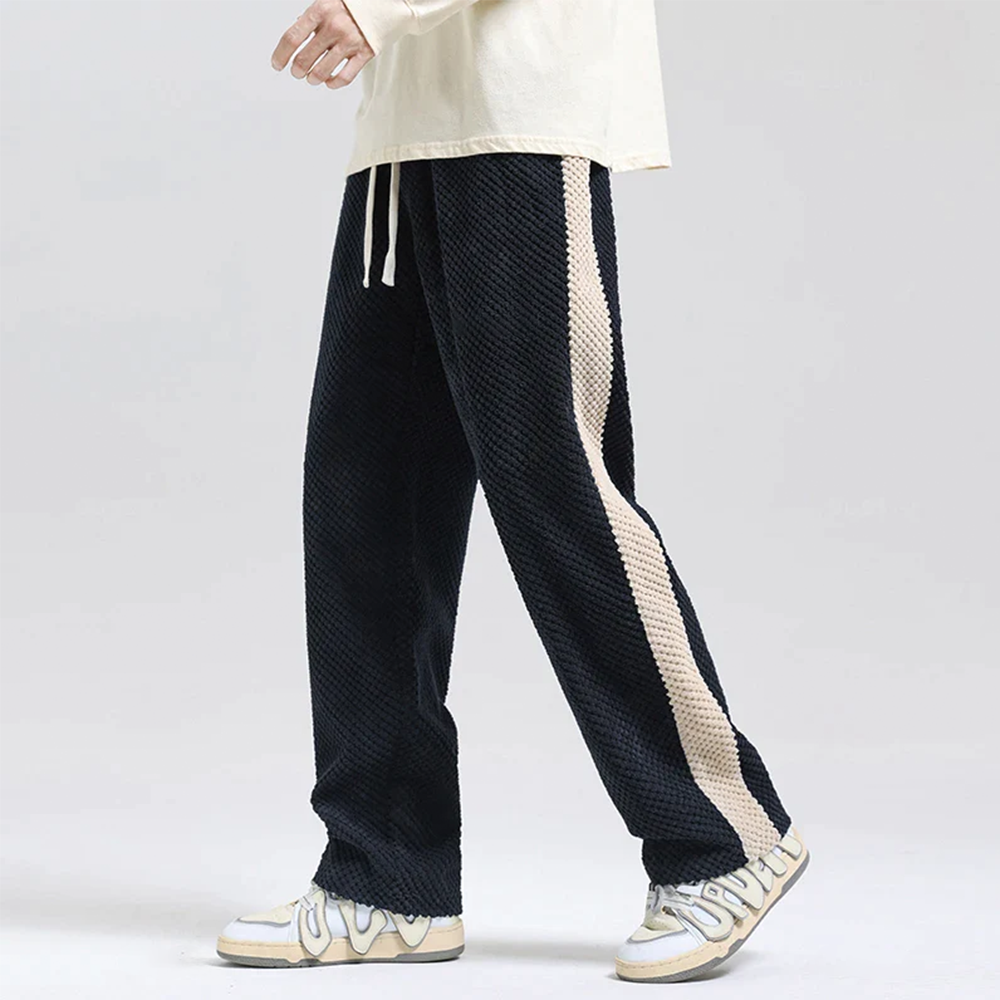 Harlen Waffle Joggers — Textured Corduroy Pants with Side Stripes
