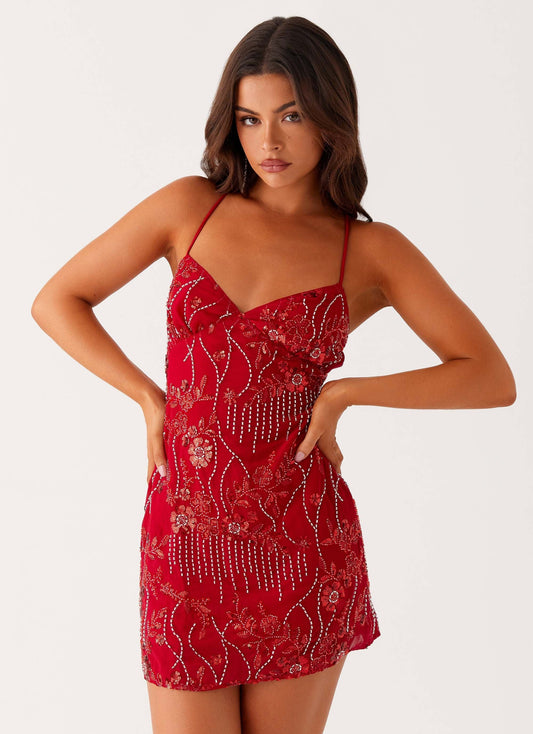 CrimsonVibe™ Beaded Mini — Unleash Unforgettable Power and Turn Every Head Instantly